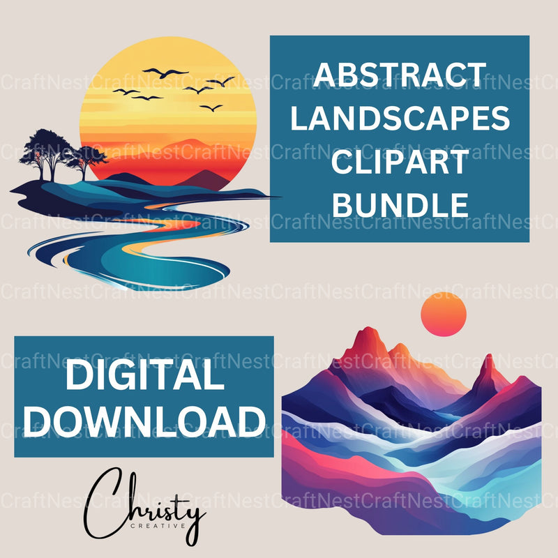 Abstract Landscapes Clipart Bundle - CraftNest - Digital Crafting and Art