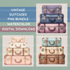 Vintage Suitcases Clipart Bundle