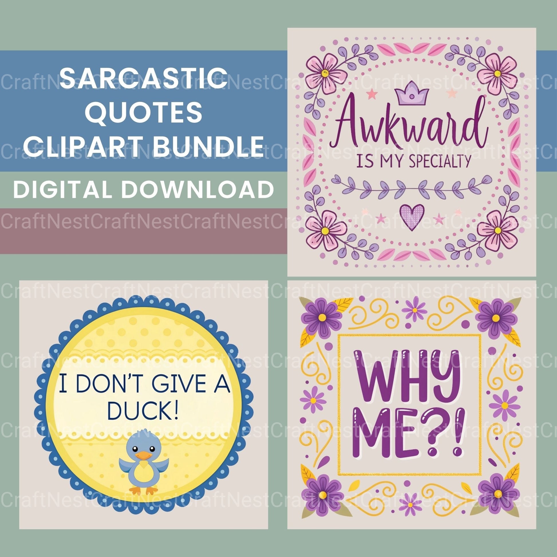 Sarcastic Words Clipart Bundle - CraftNest - Digital Crafting and Art