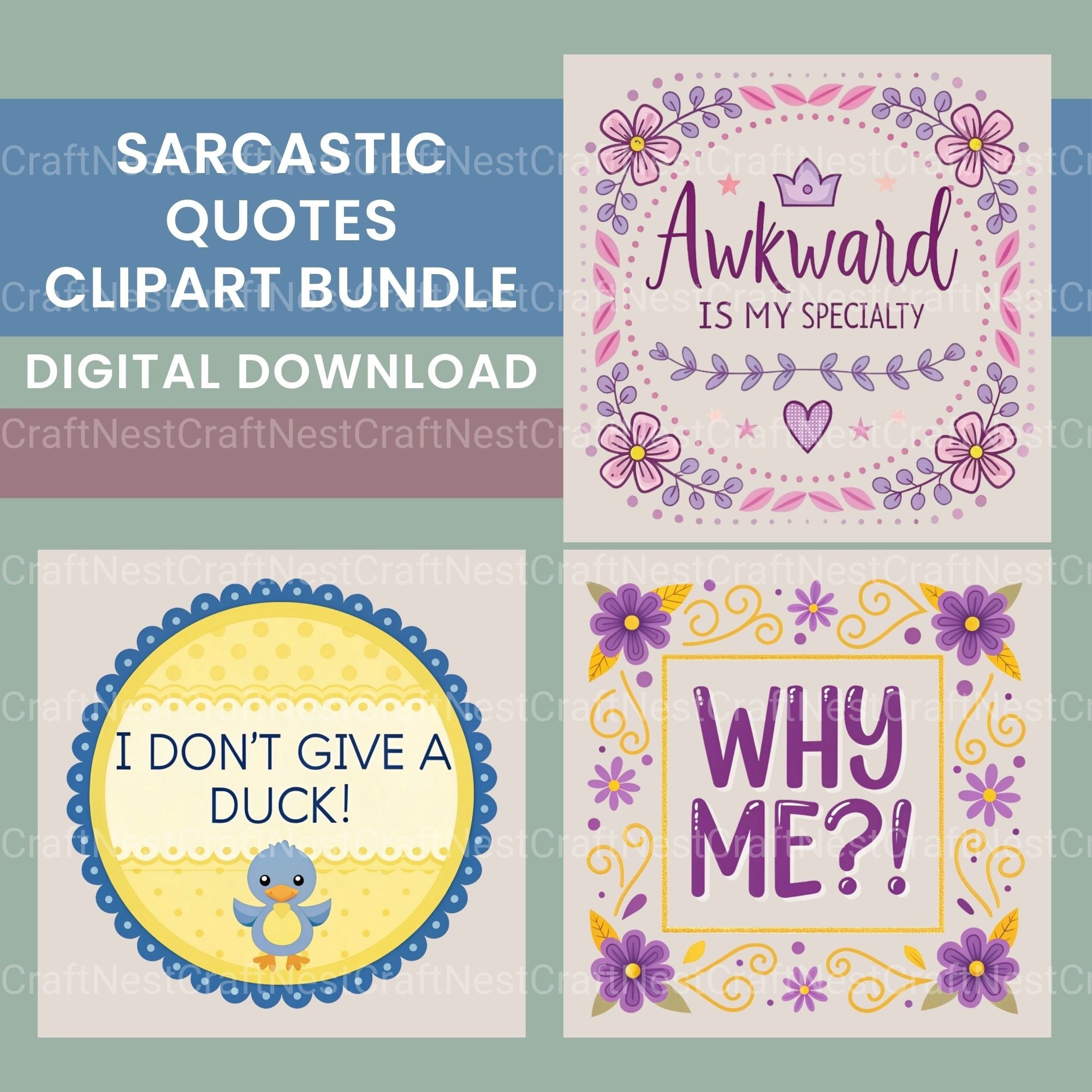 Sarcastic Words Clipart Bundle - CraftNest - Digital Crafting and Art