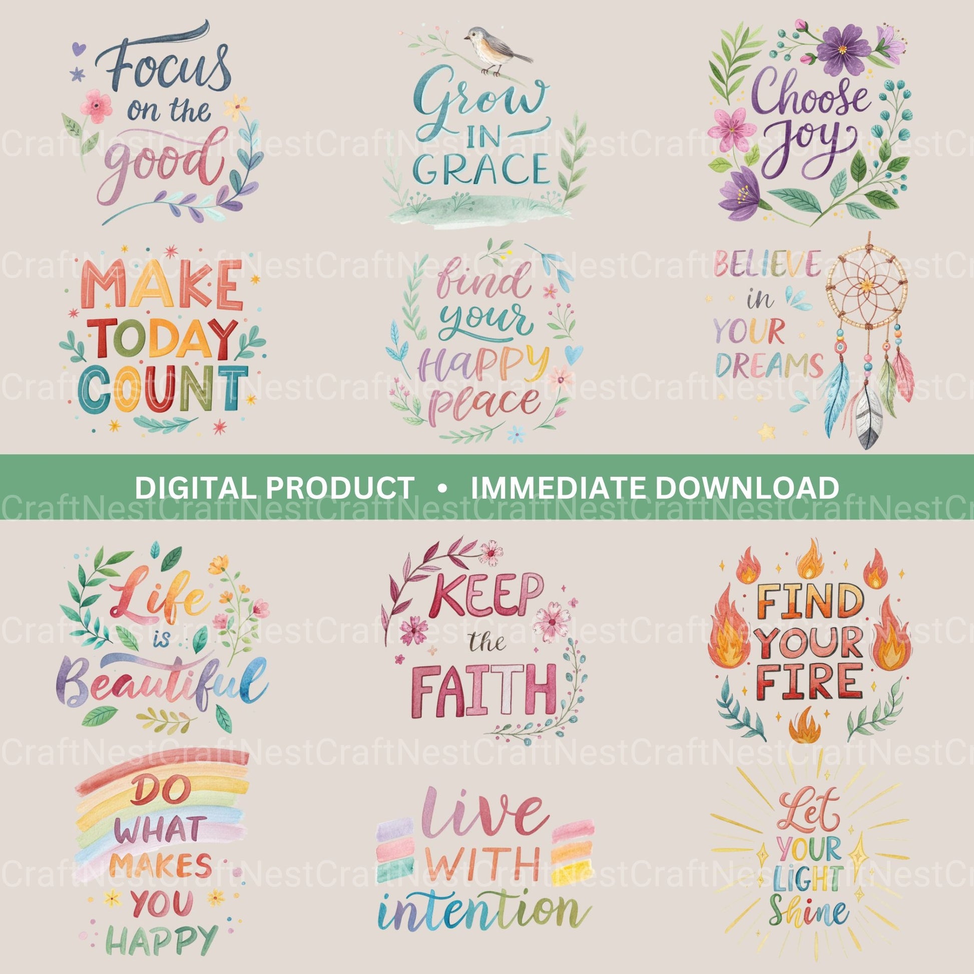Positive Quotes 2 Clipart Bundle - CraftNest - Digital Crafting and Art
