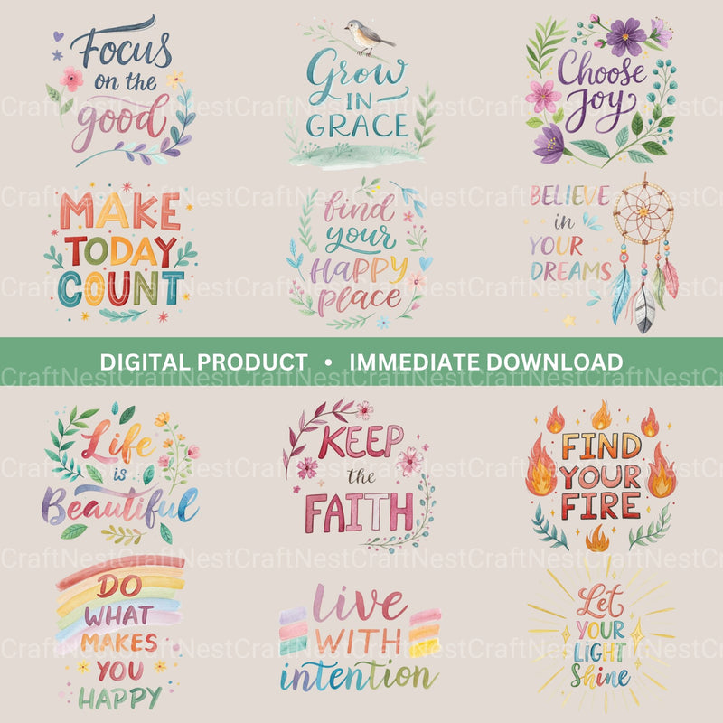 Positive Quotes 2 Clipart Bundle - CraftNest - Digital Crafting and Art