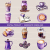 Coffee Purple Clipart Bundle