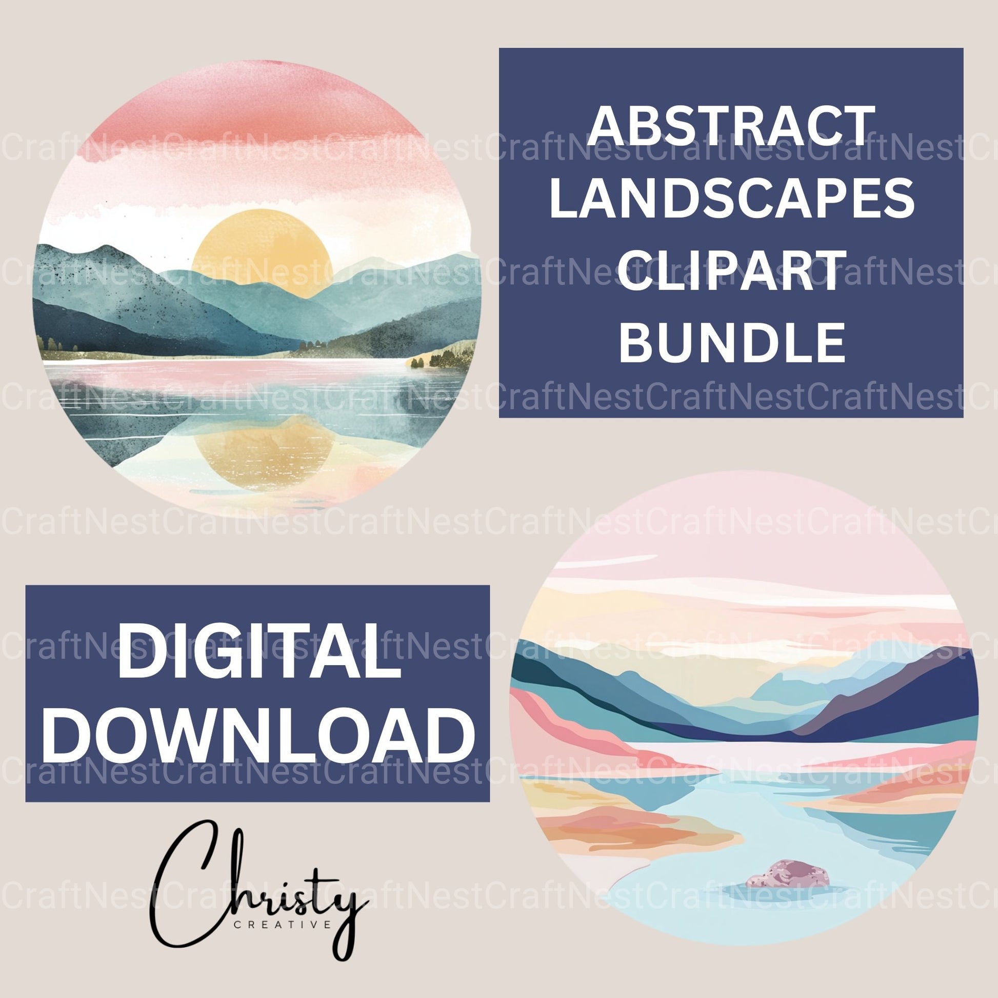 Landscape Abstract Clipart Bundle - CraftNest - Digital Crafting and Art