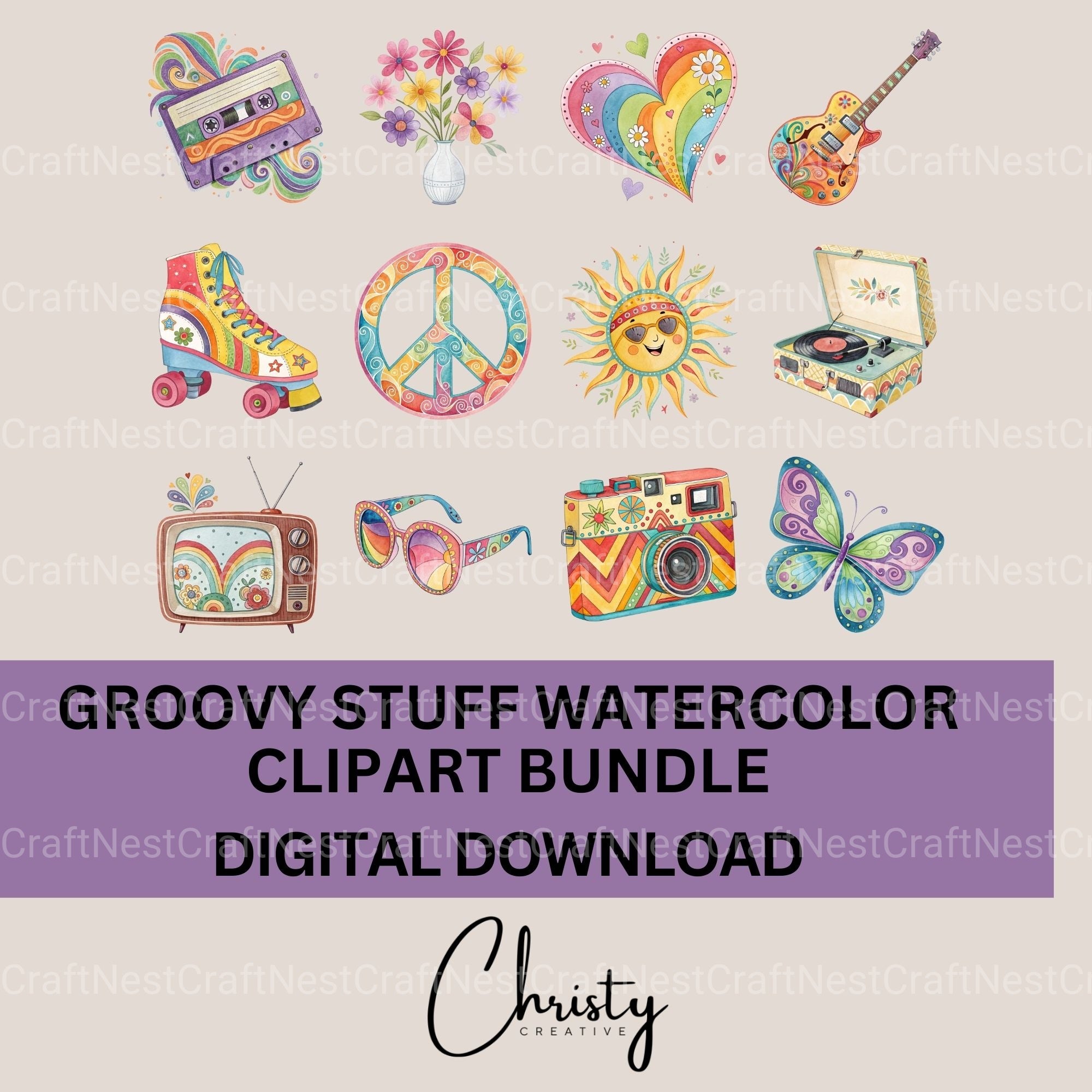 Groovy Stuff Clipart Bundle - CraftNest - Digital Crafting and Art