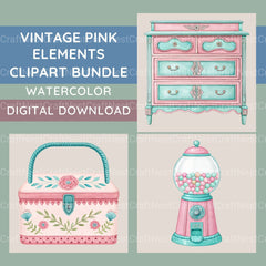Vintage Pink Clipart Bundle - CraftNest - Digital Crafting and Art