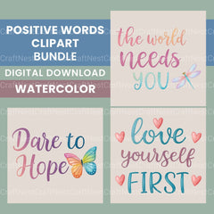 Positive Words Clipart Bundle - CraftNest - Digital Crafting and Art