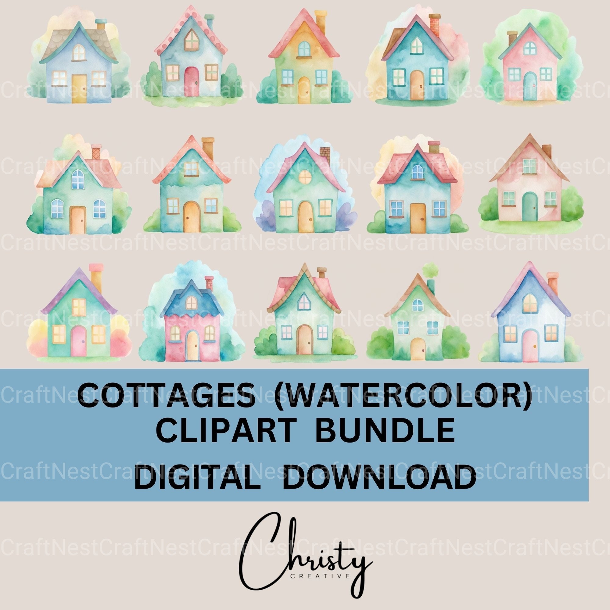 Cottages Clipart Bundle - CraftNest - Digital Crafting and Art