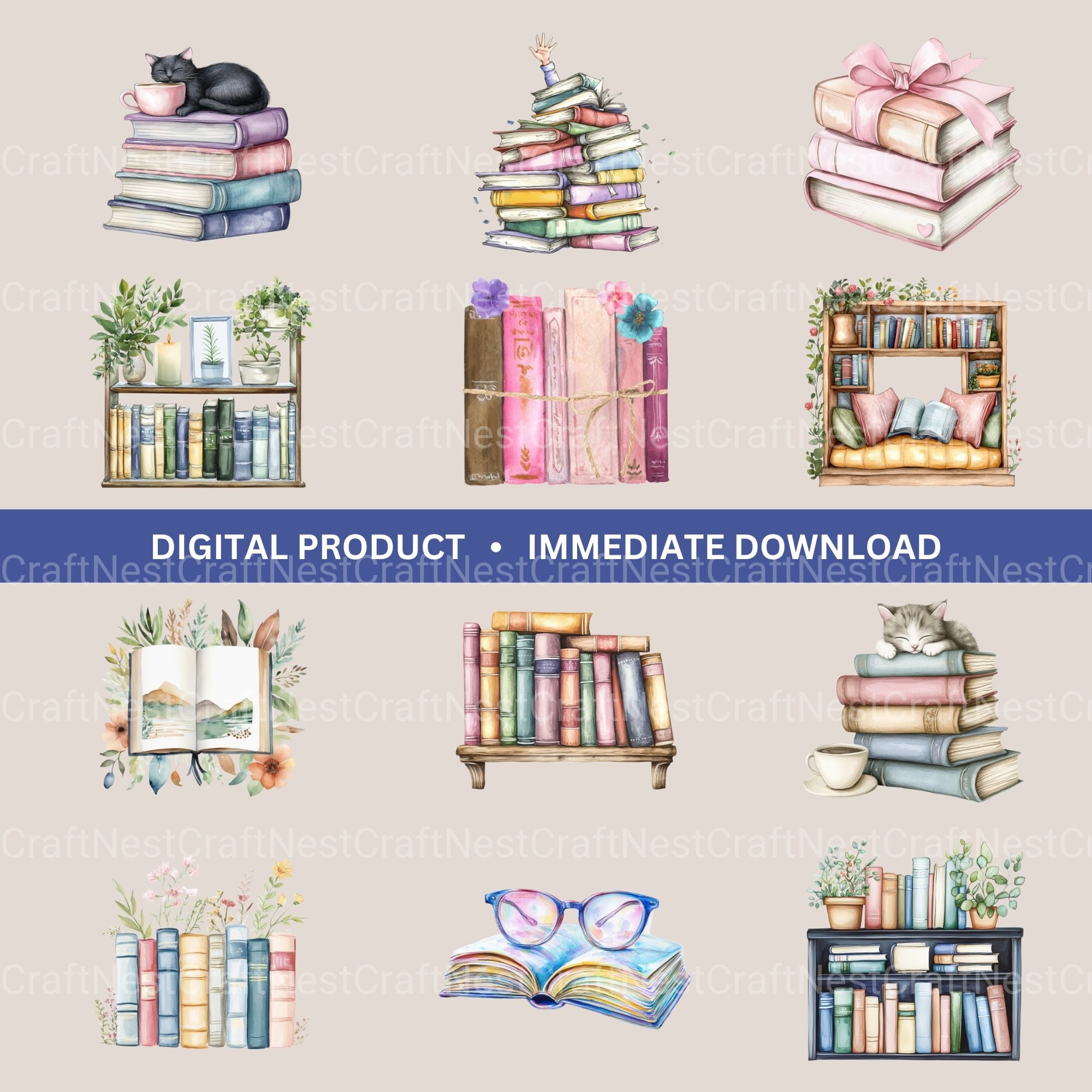 Books Updated Clipart Bundle - CraftNest - Digital Crafting and Art