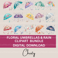 Umbrella Floral Clipart Bundle - CraftNest - Digital Crafting and Art