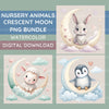 Nursery Animals Crescent Moon Clipart Bundle