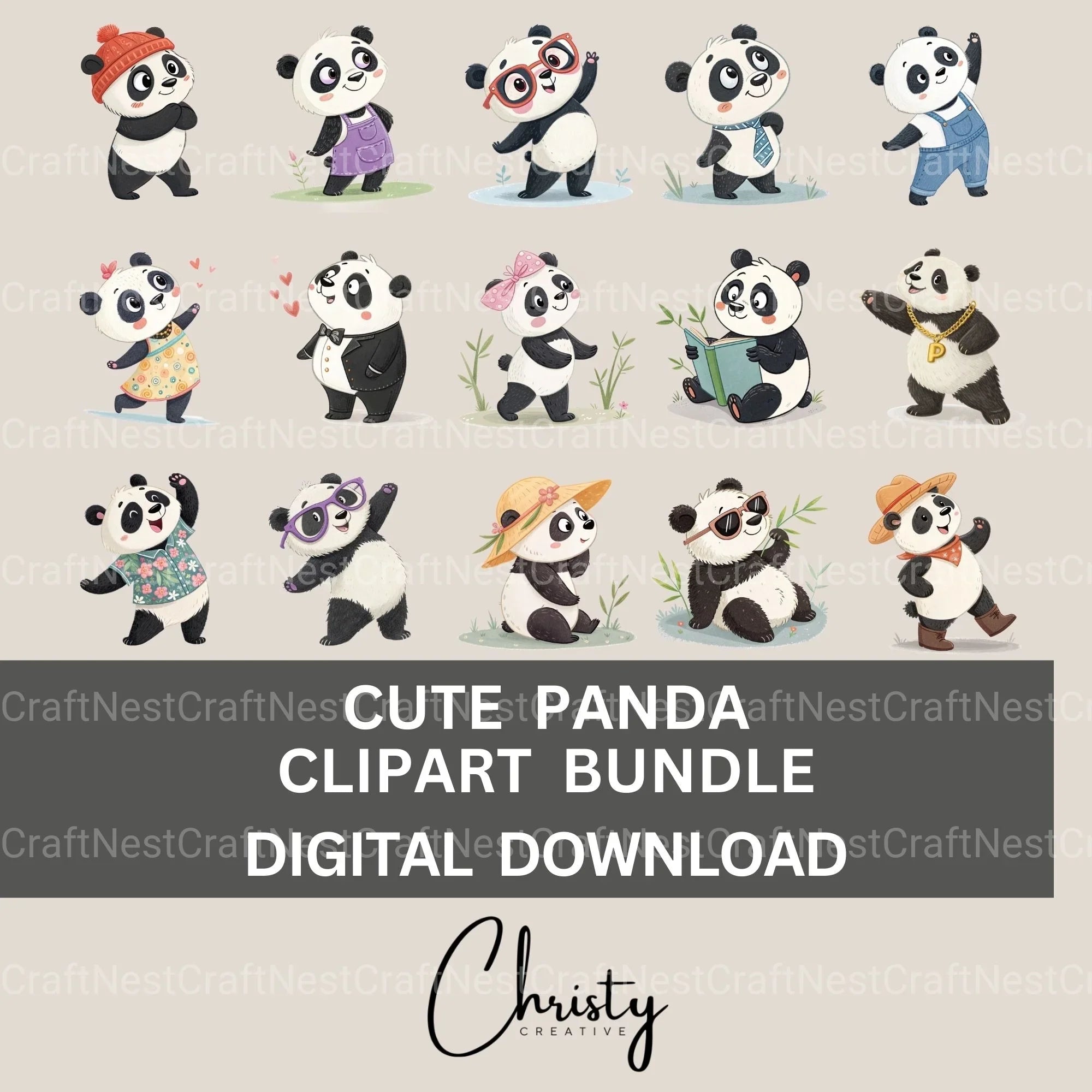 Panda Clipart Bundle - CraftNest - Digital Crafting and Art
