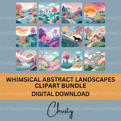 Whimsical Abstract Landscape Clipart Bundle - CraftNest - Digital Crafting and Art