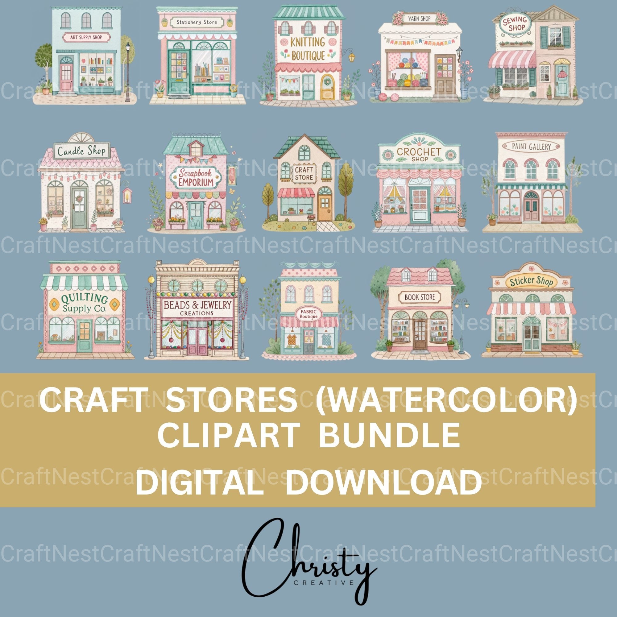 Craft Buildings Clipart Bundle - CraftNest - Digital Crafting and Art