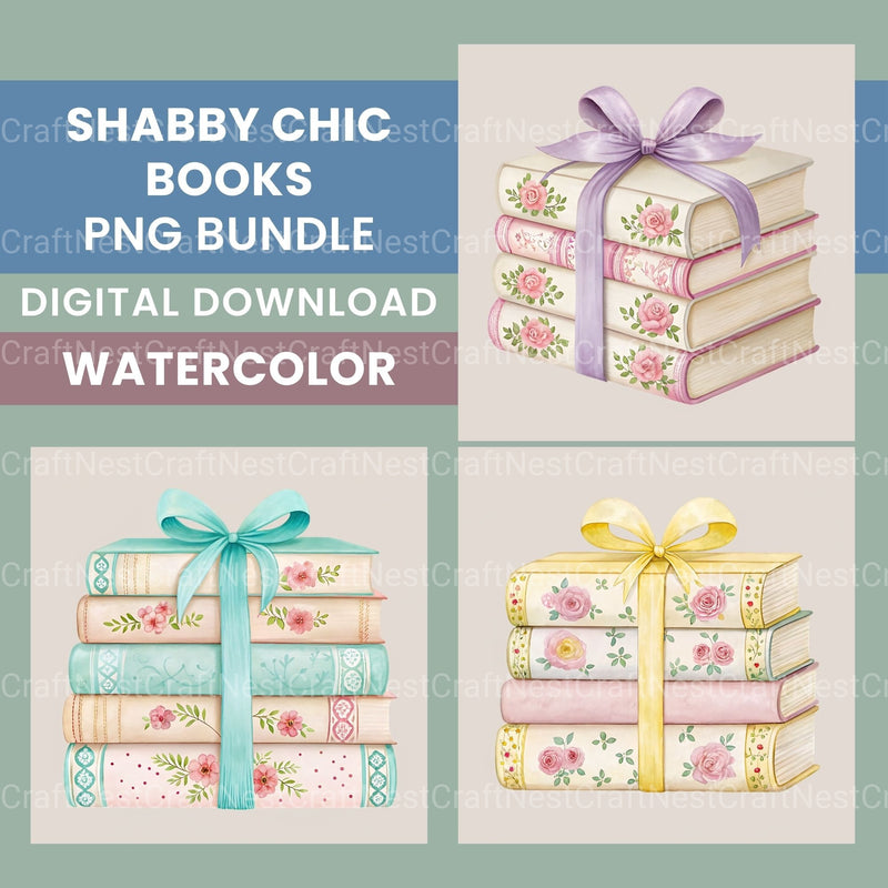 Floral Books Ribbons Clipart Bundle - CraftNest - Digital Crafting and Art