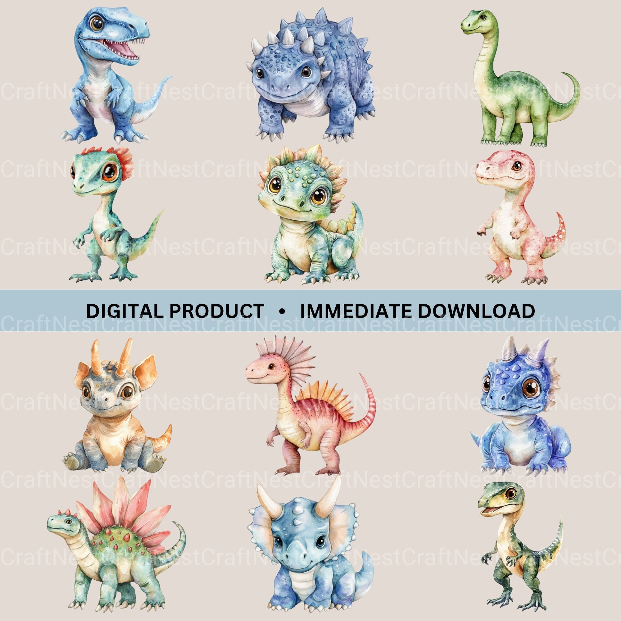 Dinosaurs Clipart Bundle 2 - CraftNest - Digital Crafting and Art