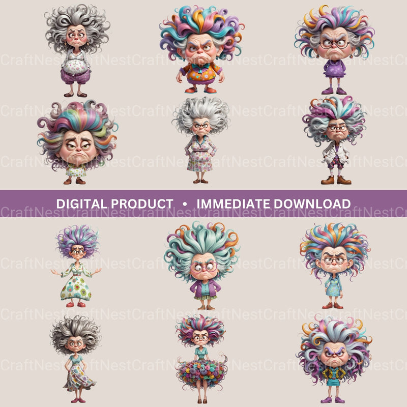 Grumpy Old Lady Clipart Bundle - CraftNest - Digital Crafting and Art