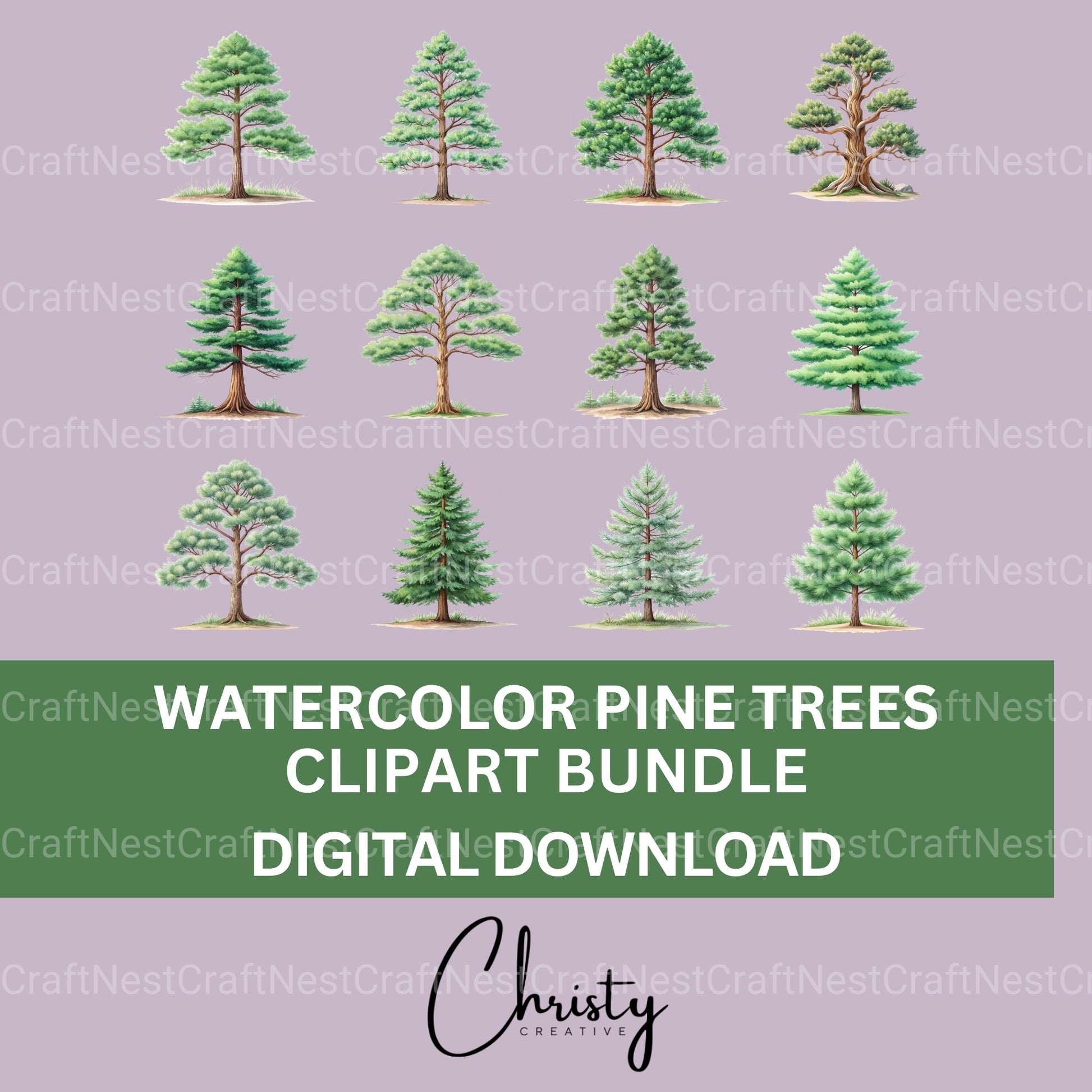 Pine Trees Clipart Bundle - CraftNest - Digital Crafting and Art