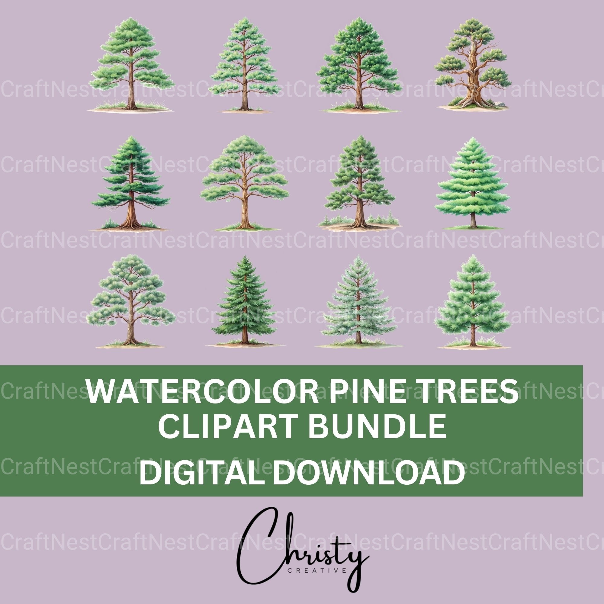 Pine Trees Clipart Bundle - CraftNest - Digital Crafting and Art