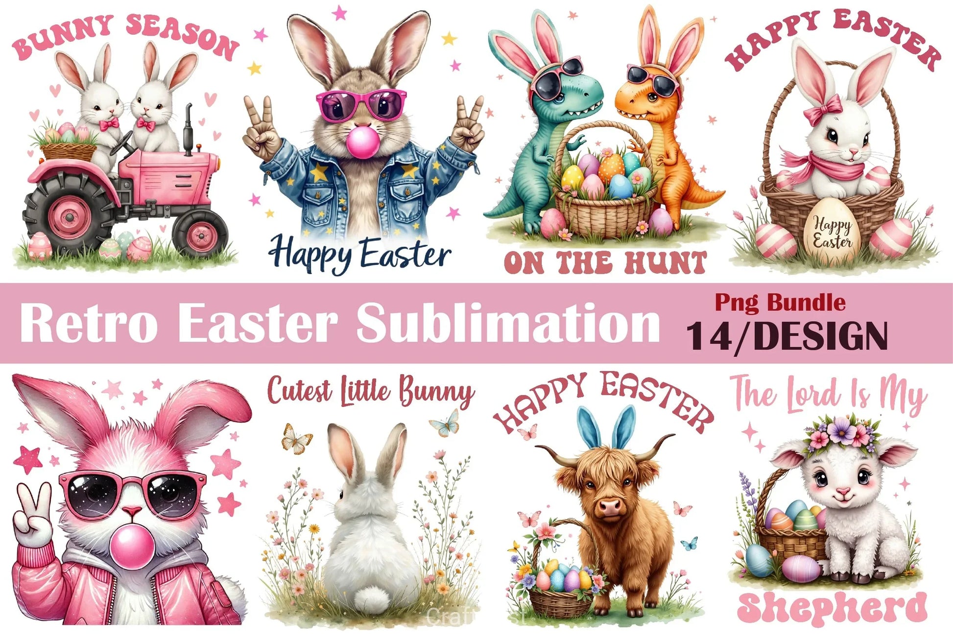 Retro Easter Clipart Bundle 2 - CraftNest - Digital Crafting and Art