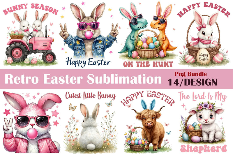 Retro Easter Clipart Bundle 2 - CraftNest - Digital Crafting and Art