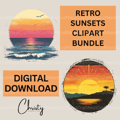 Retro Sunsets 2 Clipart Bundle 1 - CraftNest - Digital Crafting and Art