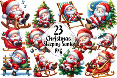 Sleeping Christmas Santa Claus Clipart Bundle 2 - CraftNest - Digital Crafting and Art