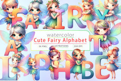 Cute Fairy Alphabet Clipart Bundle - CraftNest - Digital Crafting and Art