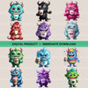 Cute Monsters Drinking Coffee Clipart Bundle