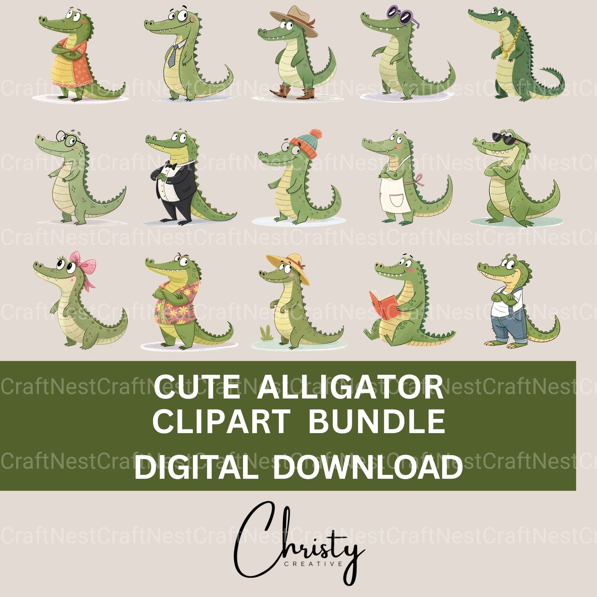 Alligator Clipart Bundle - CraftNest - Digital Crafting and Art