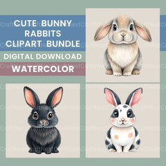 Bunny Rabbits Clipart Bundle - CraftNest - Digital Crafting and Art