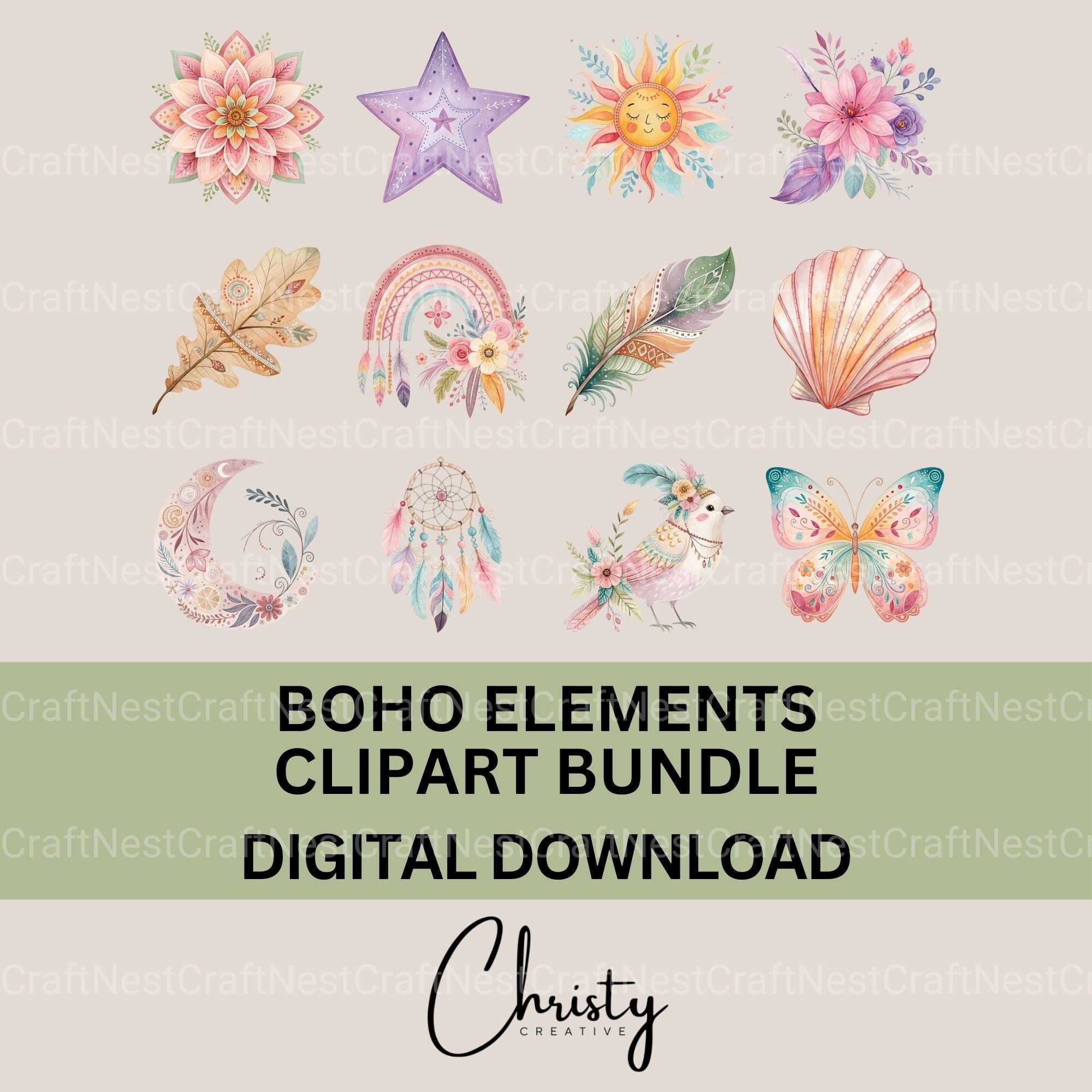 Boho Clipart Bundle 3 - CraftNest - Digital Crafting and Art
