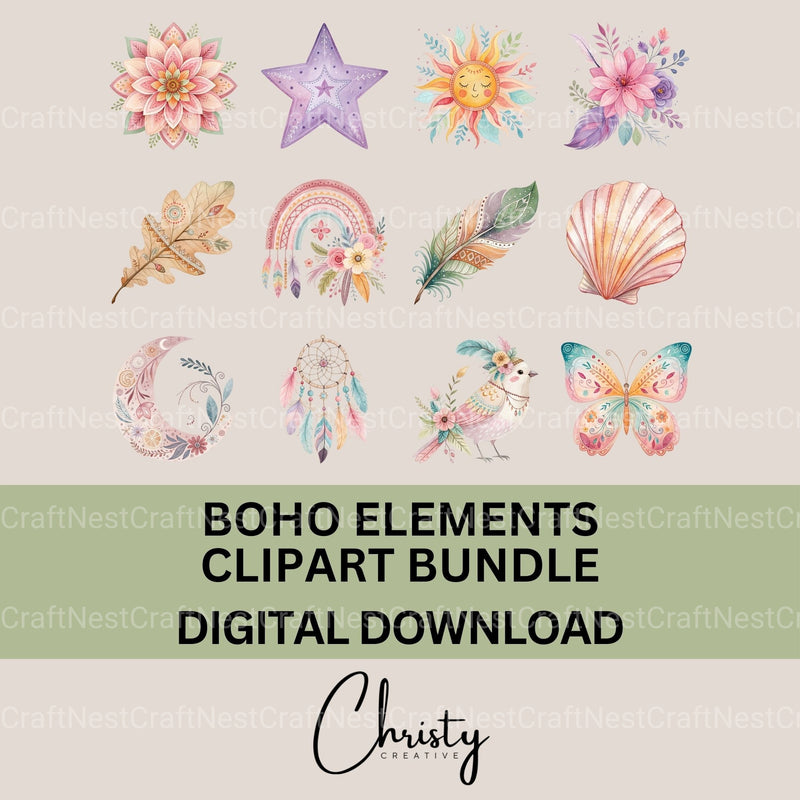 Boho Clipart Bundle 3 - CraftNest - Digital Crafting and Art