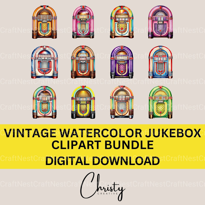 Jukebox Vintage Clipart Bundle 1 - CraftNest - Digital Crafting and Art