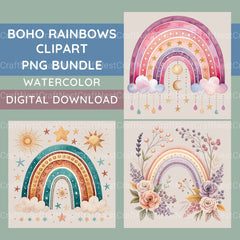 Boho Rainbows Clipart Bundle - CraftNest - Digital Crafting and Art