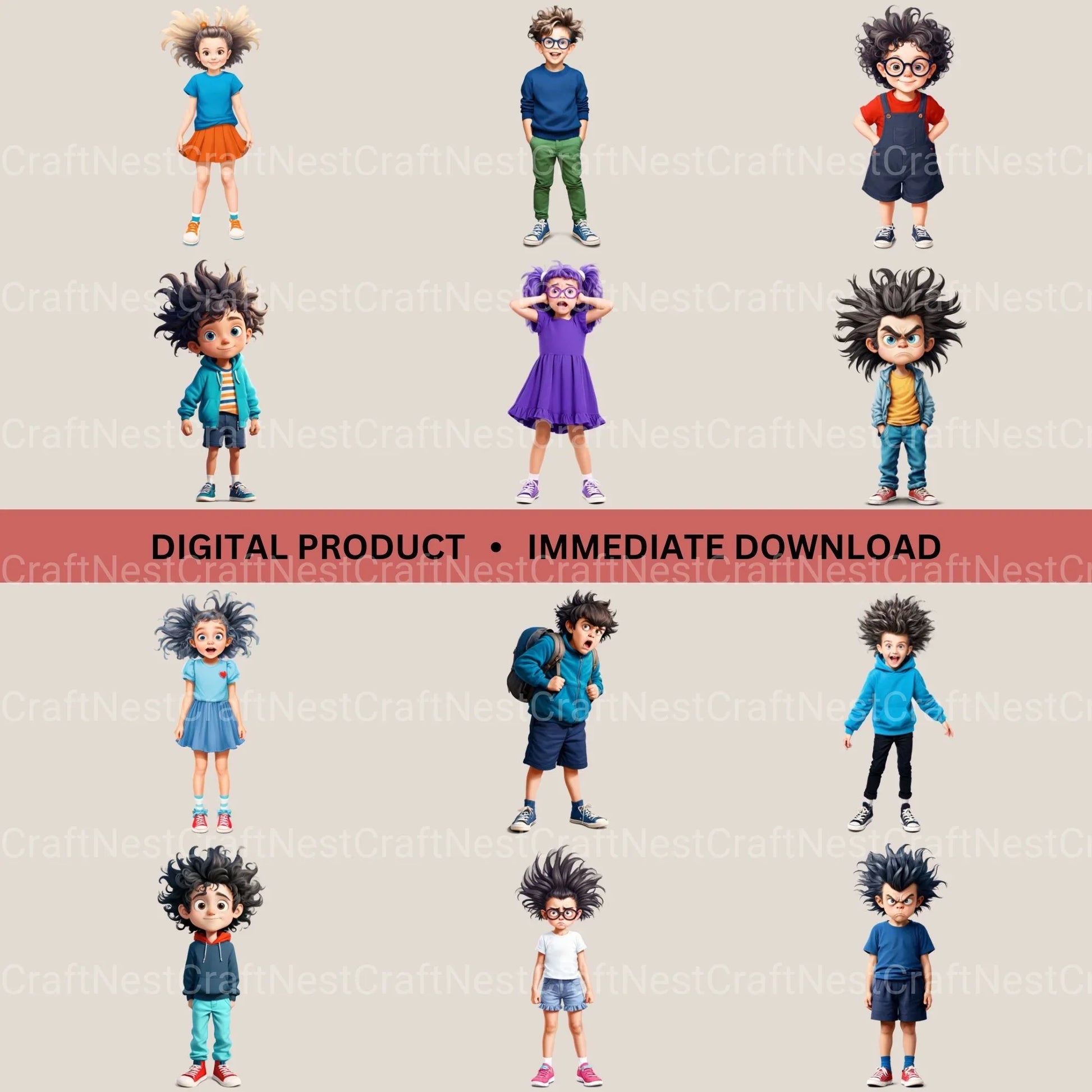 Quirky Kids Clipart Bundle - CraftNest - Digital Crafting and Art