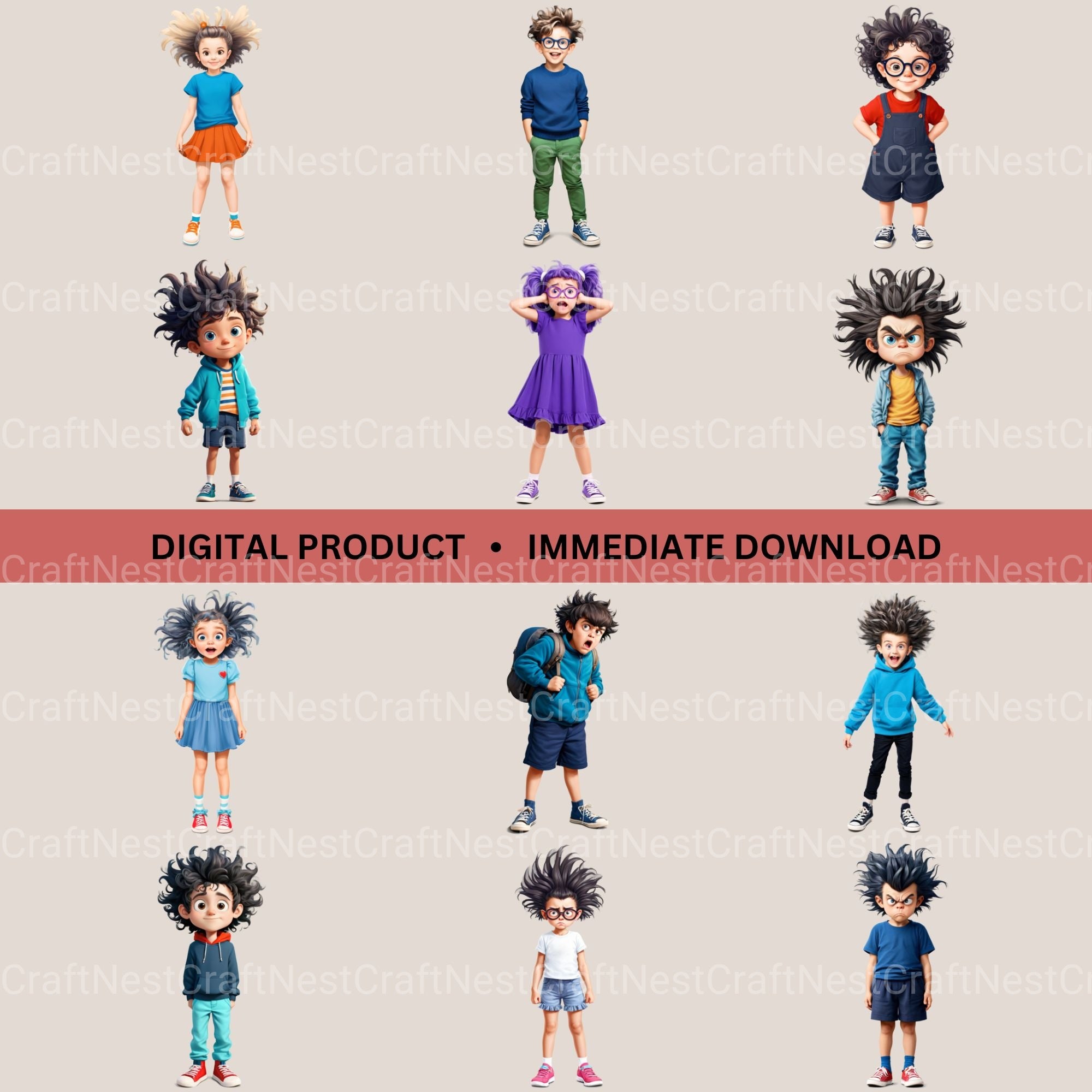 Quirky Kids Clipart Bundle - CraftNest - Digital Crafting and Art
