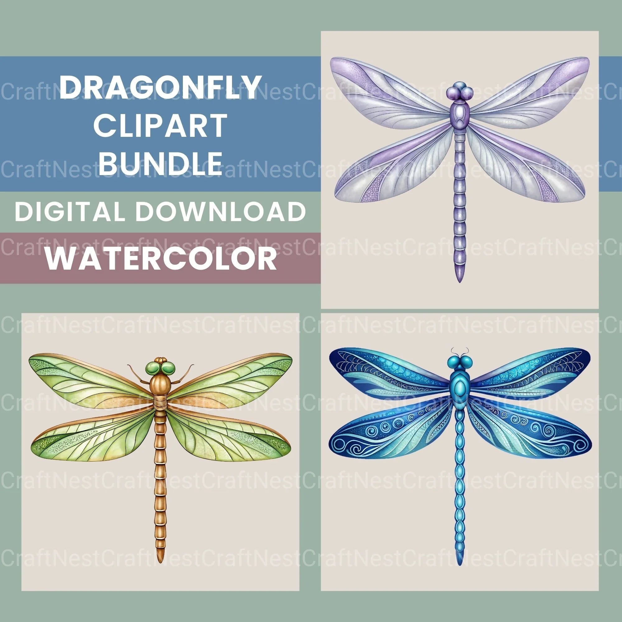 Dragonflies Clipart Bundle 2 - CraftNest - Digital Crafting and Art