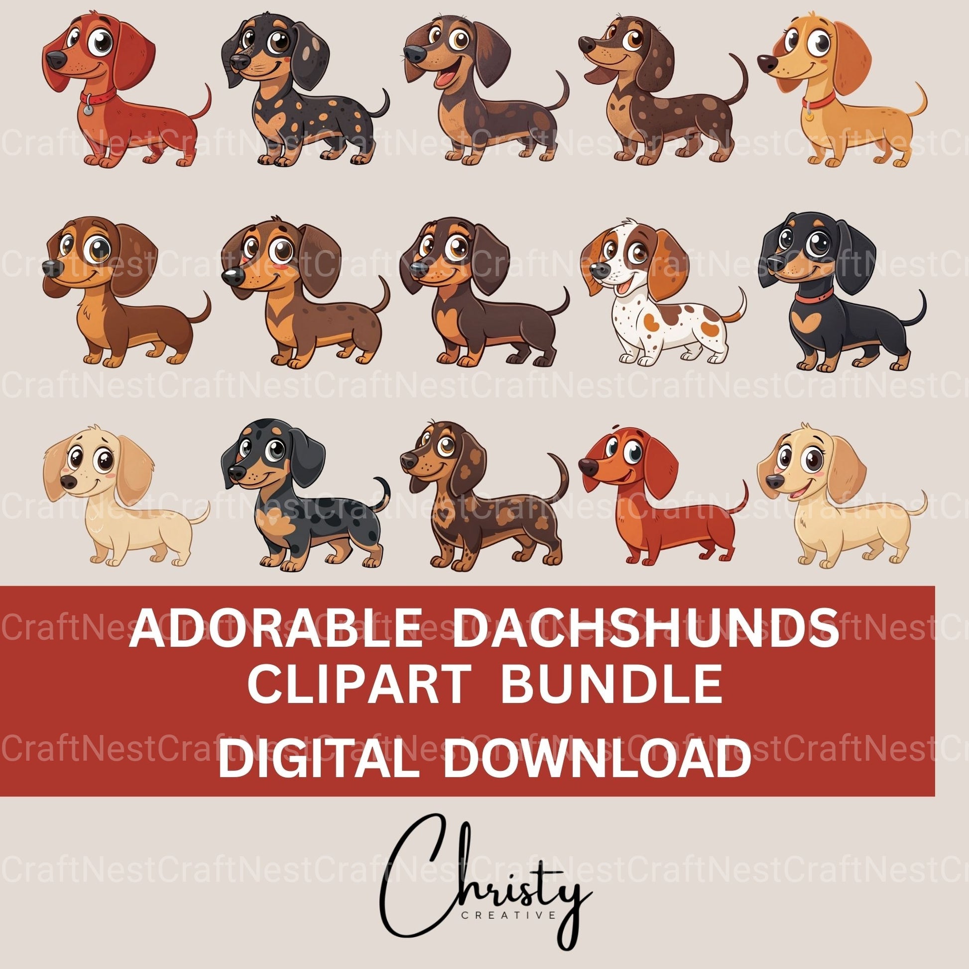 Dachshunds Clipart Bundle - CraftNest - Digital Crafting and Art