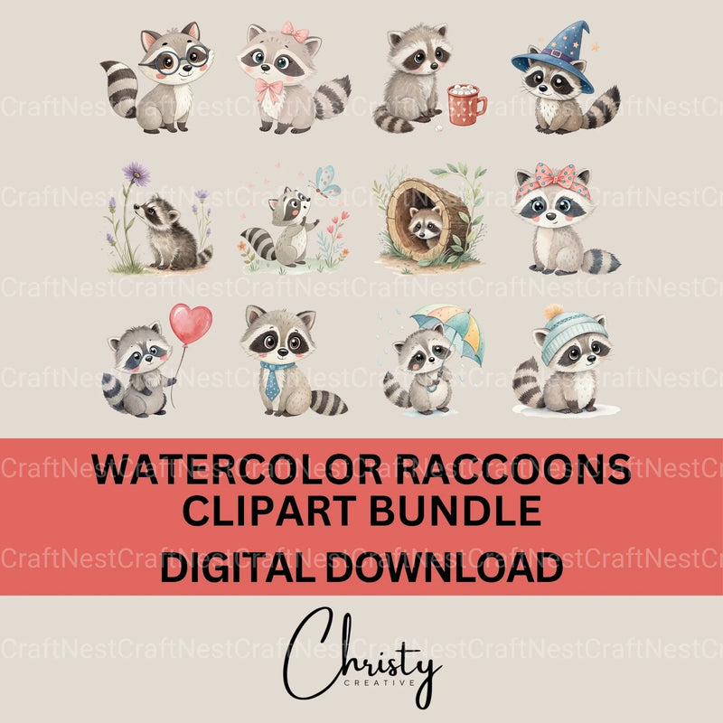 Raccoons 2 Clipart Bundle - CraftNest - Digital Crafting and Art
