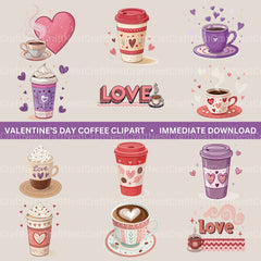 Valentines Day Coffee Clipart Bundle - CraftNest - Digital Crafting and Art