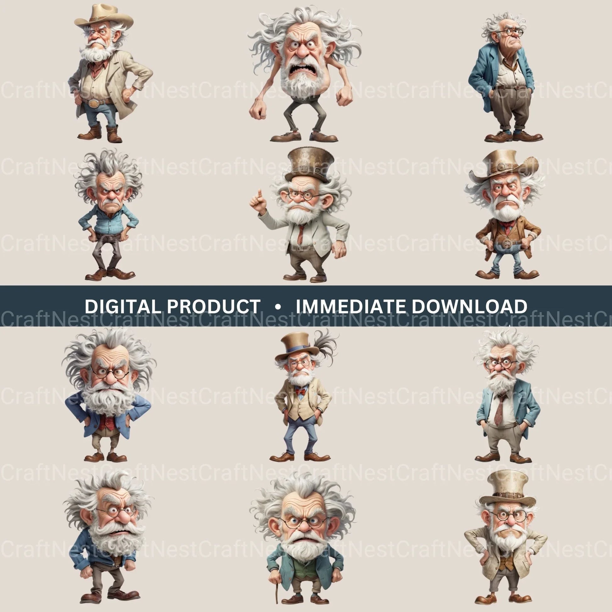 Grumpy Old Man Clipart Bundle - CraftNest - Digital Crafting and Art