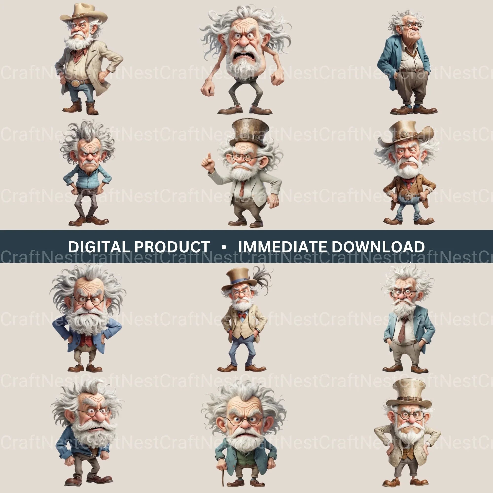 Grumpy Old Man Clipart Bundle - CraftNest - Digital Crafting and Art