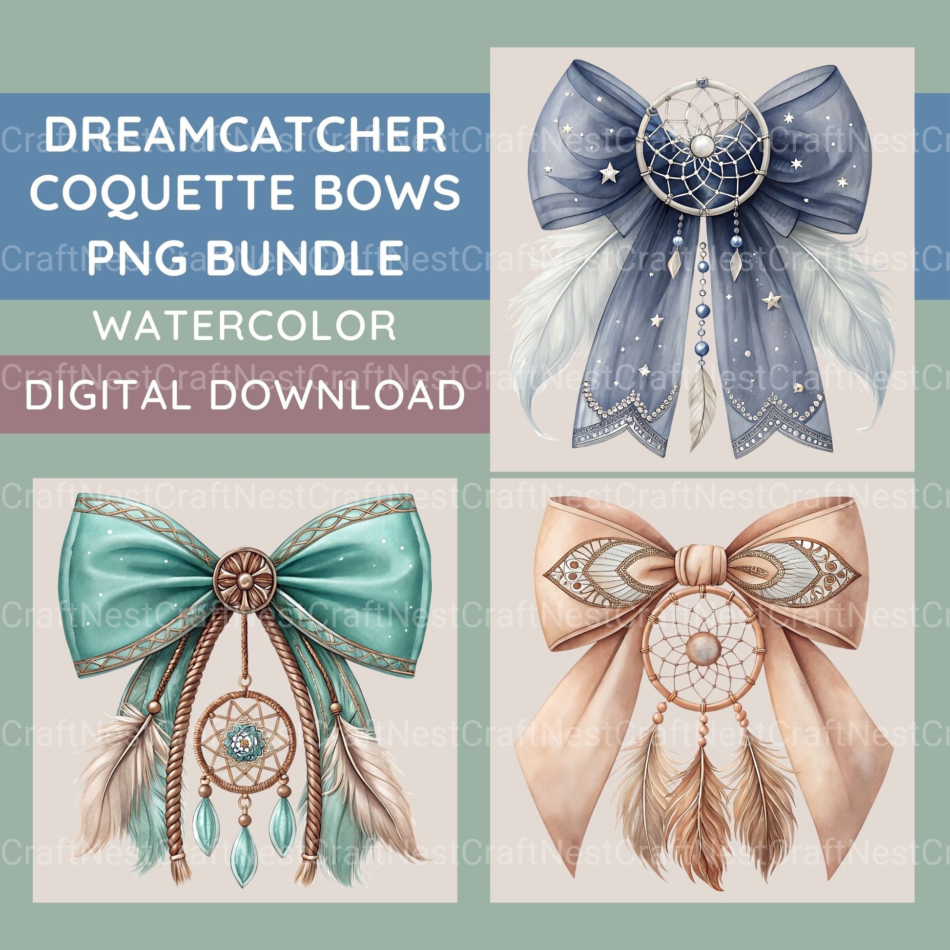 Dreamcatcher Bows Clipart Bundle - CraftNest - Digital Crafting and Art