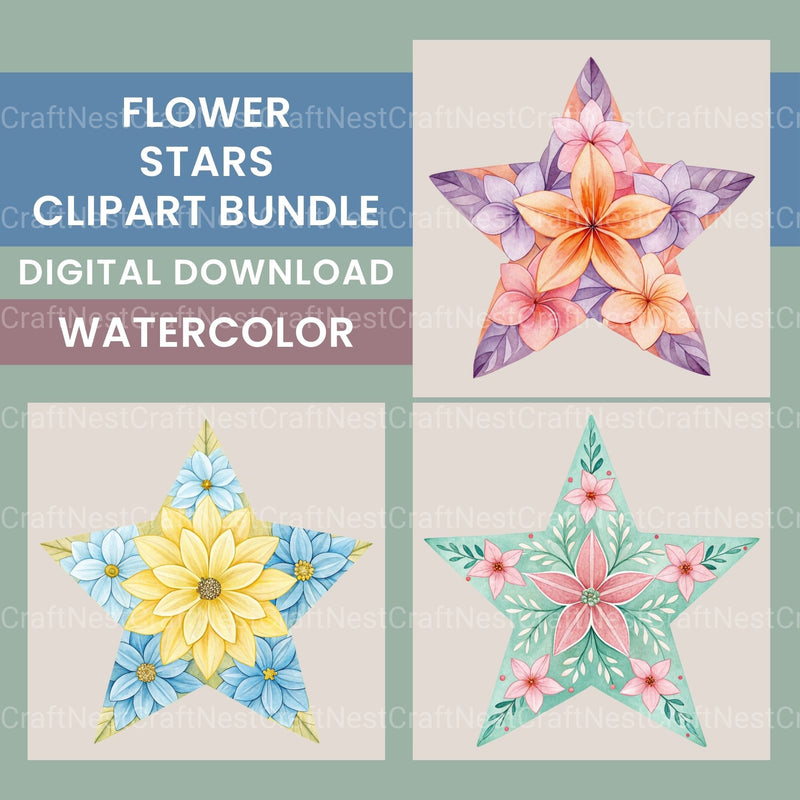 Flower Star Clipart Bundle - CraftNest - Digital Crafting and Art