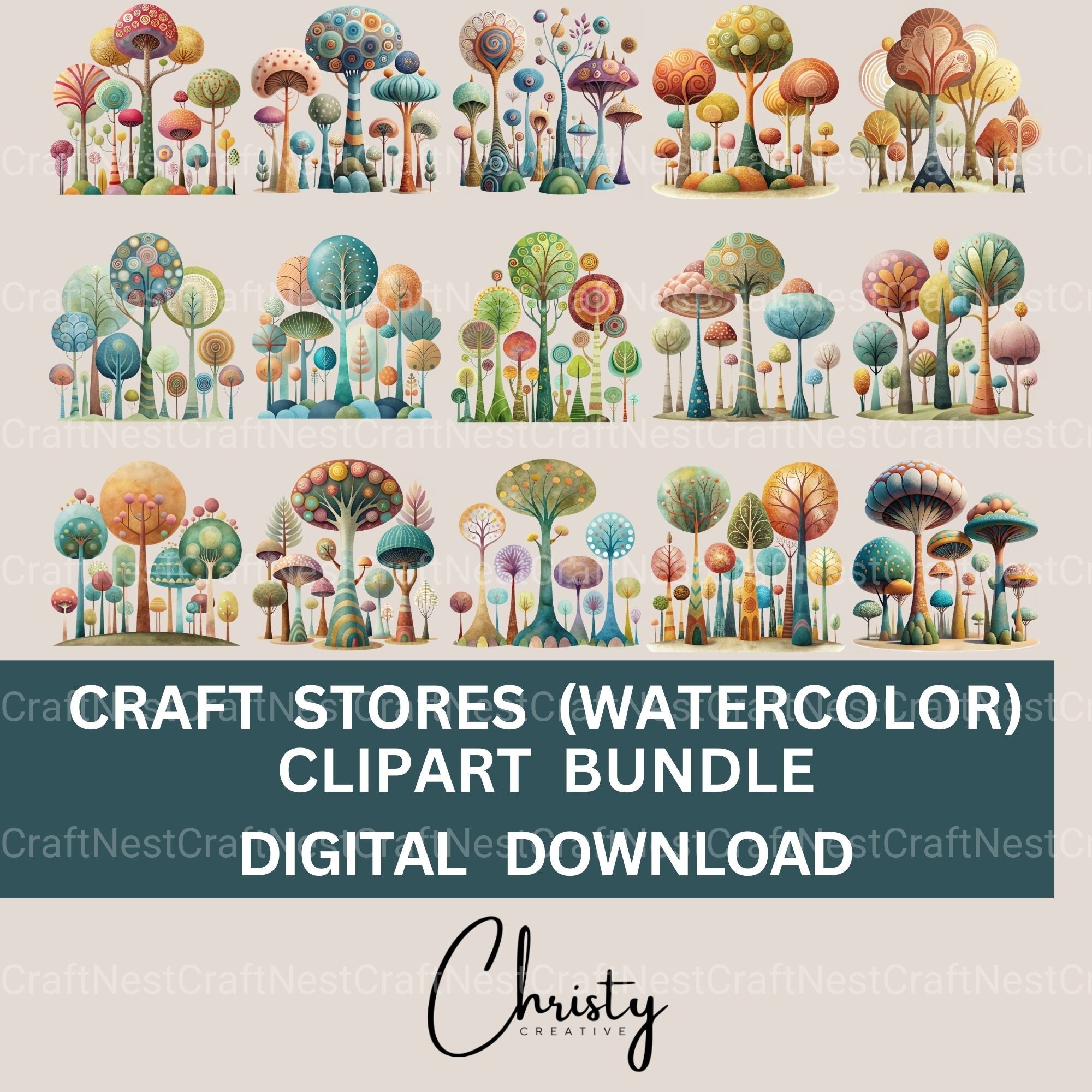 Quirky Trees Clipart Bundle - CraftNest - Digital Crafting and Art