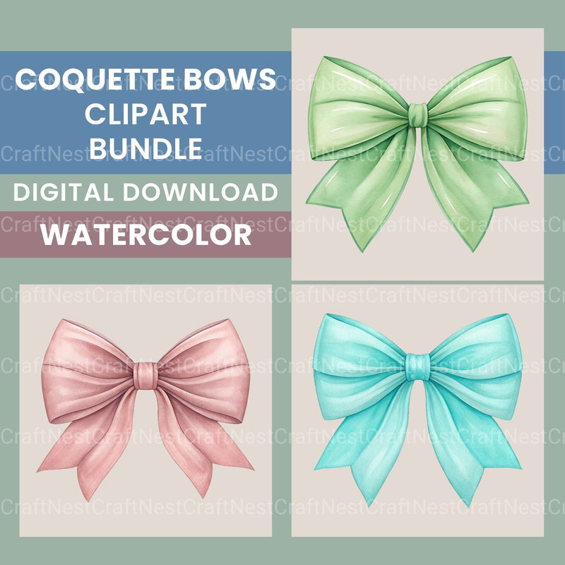 Pastel Bows Clipart Bundle - CraftNest - Digital Crafting and Art