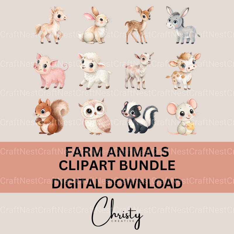 Farm Animals Clipart Bundle - CraftNest - Digital Crafting and Art