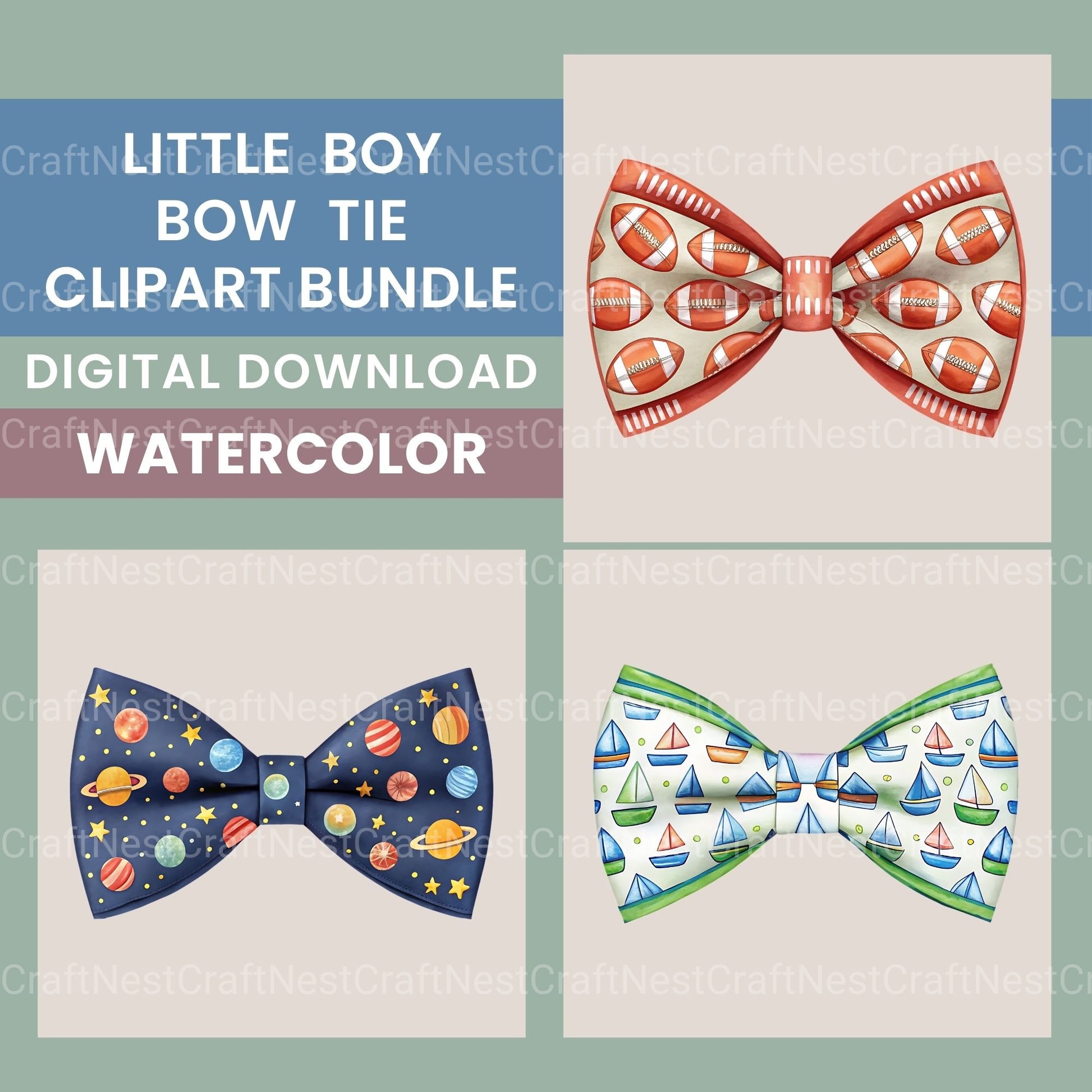 Boy Bow Ties Clipart Bundle - CraftNest - Digital Crafting and Art
