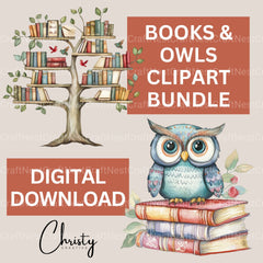 Books And Owls Clipart Bundle - CraftNest - Digital Crafting and Art